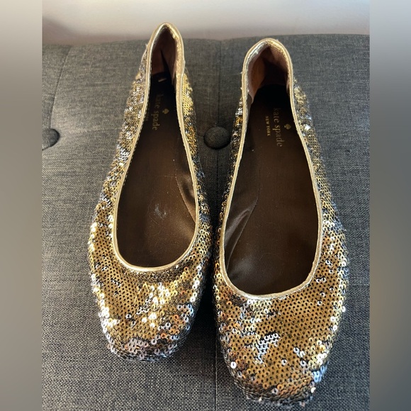 Kate Spade Glittering Gold and Silver sequence  Flats beautiful condition - Picture 5 of 5